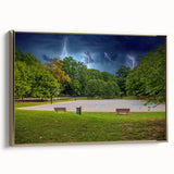 Framed canvas of Charlotte, North Carolina skyline in black and gold tones, ideal for bedroom wall art.