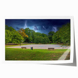 Rolled print of Charlotte skyline featuring vibrant twilight hues, ideal for art wall dining room.