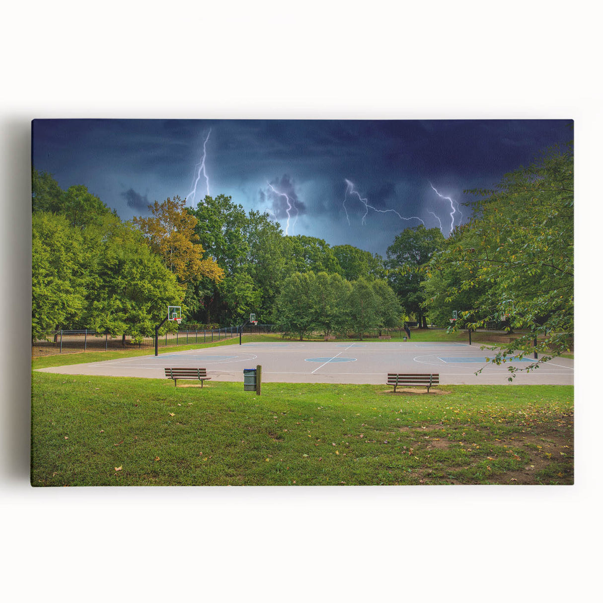 Black and white skyline of Charlotte, North Carolina on large stretched canvas, suitable for kitchen art.