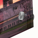 Large abstract wall art depicting Vermont scenery in muted earth tones on acrylic glass, suitable for dining room decor.