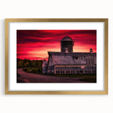 Extra large wall art featuring an abstract textured print of Vermont scenery in muted earth tones, framed in gold.