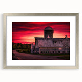 Textured abstract art print of Vermont scenery in muted earth tones, framed in silver, ideal for bedroom art.