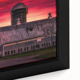 Close-up of a black framed canvas featuring a textured, colorful Vermont landscape, ideal for living room decor.