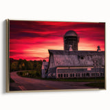 Framed canvas depicting a serene Vermont landscape in muted earth tones, ideal for bedroom wall decor.