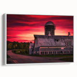 Vintage poster art of Vermont scenery on extra large framed canvas, featuring colorful art in a black frame.