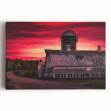 Black and white photograph of a Vermont landscape on large stretched canvas, ideal for kitchen wall art.