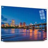 Large abstract wall art on acrylic glass depicting Virginia scenery in muted earth tones.