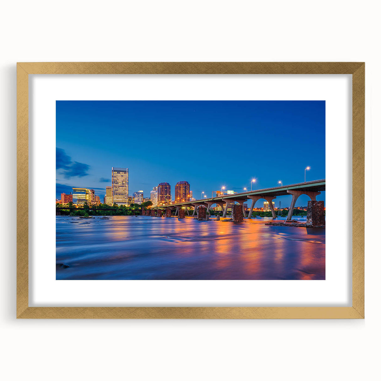 Abstract art print of Virginia scenery in textured style, with muted earth tones on a large framed canvas.