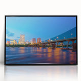 Large abstract wall art depicting a Virginia landscape in muted earth tones, framed in black acrylic.