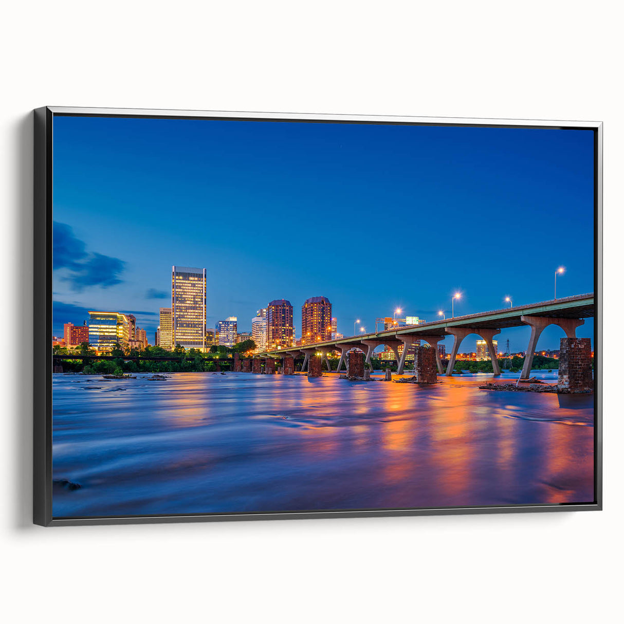 Black and white landscape art painting of Virginia scenery on a framed canvas, suitable for bedroom wall decor.