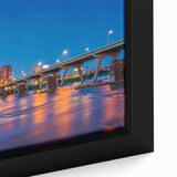 Close-up of a textured black wall art depicting Virginia scenery in vibrant colors on a framed canvas.