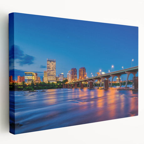 Large art print of Virginia scenery on stretched canvas, featuring muted green and blue tones, ideal for kitchen wall art.