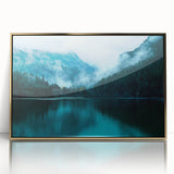 Large art print of Seattle skyline in mid-century modernist style, framed in gold acrylic.