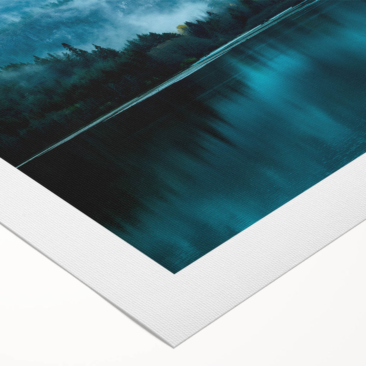 Art deco poster of Seattle skyline in muted blue and green shades on rolled canvas, suitable for dining room decor.