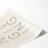 Extra large wall art featuring line art flowers in muted earth tones on a rolled canvas.