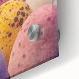 Large abstract wall art depicting spring themes in vibrant green and yellow tones on acrylic glass.