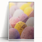 Art deco poster depicting spring season with pastel colors, framed in white acrylic, ideal for nursery wall decor.