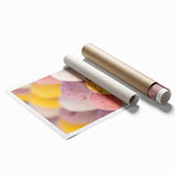 Extra large rolled print featuring a delicate floral art in pastel shades.