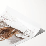 Extra large wall art featuring line art flowers in muted shades of blue and gray on a rolled canvas.