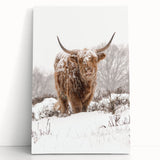 Winter-themed stretched canvas featuring a large, black and white forest scene, ideal for kitchen wall art.