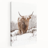 Winter scene with muted blue and white colors on a large stretched canvas, suitable for kitchen wall art.