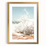 Extra large abstract art print with textured design in gold and white tones on framed canvas, suitable for living room decor.