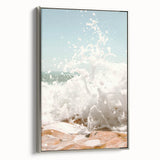 Landscape art painting on framed canvas featuring a vintage-style colorful scene with black accents.