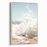 Extra large vintage poster art on canvas, featuring vibrant, colorful abstract design with black accents.