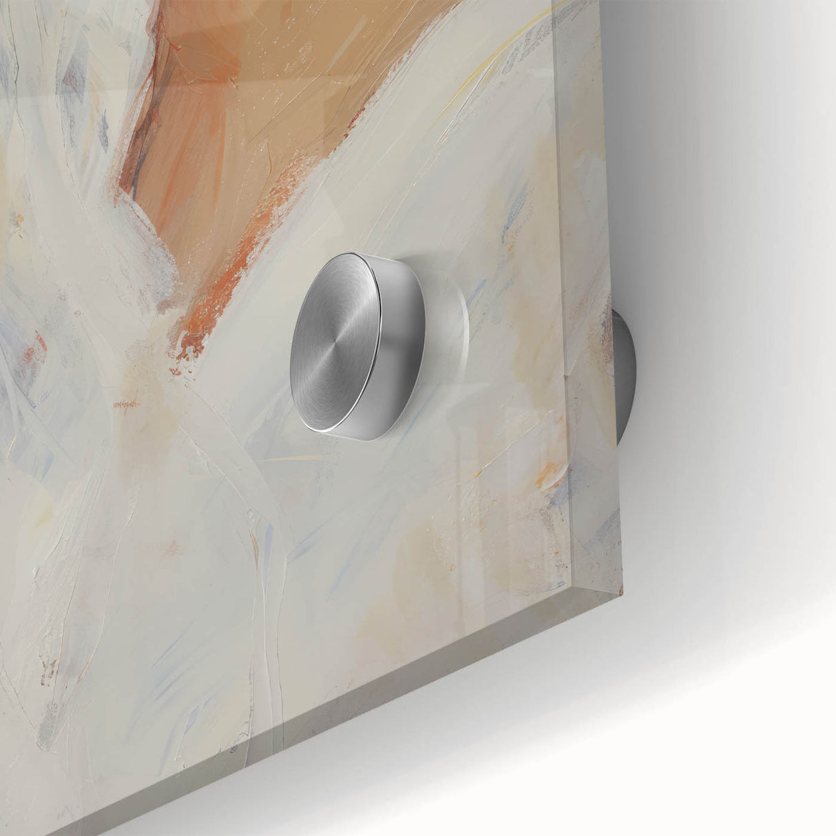 Close-up of an abstract figurative acrylic artwork on glass, showcasing vibrant colors and intricate details, perfect for modern home decor or artistic display.