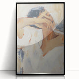 Abstract figurative wall art in a black frame, showcasing vibrant colors and dynamic shapes; ideal for modern home decor and artistic expression.