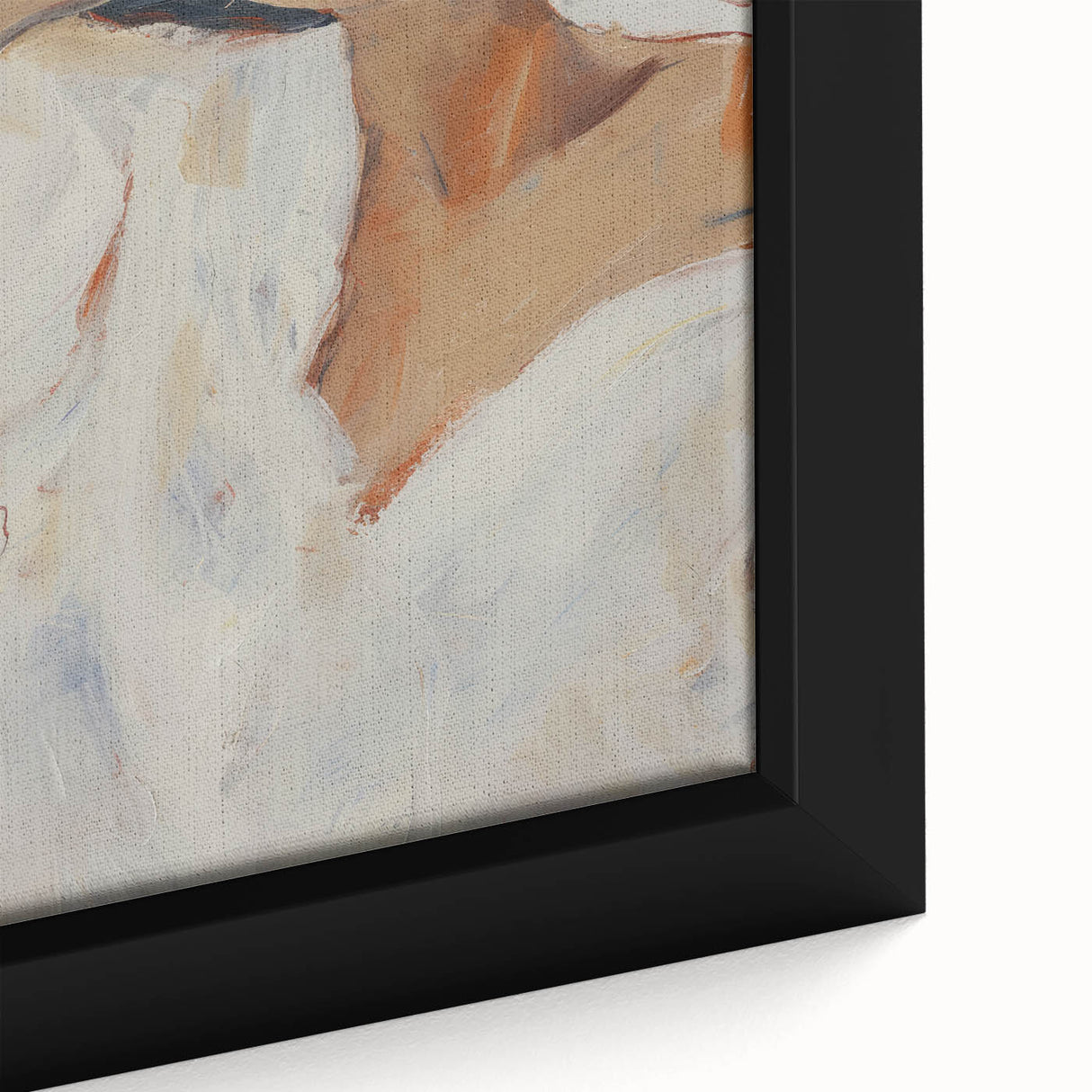 Close-up view of an abstract figurative framed canvas artwork showcasing vibrant colors and intricate patterns, ideal for modern home decor and artistic expression.