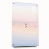 Abstract landscape artwork on acrylic glass, showcasing vibrant colors and intricate patterns, presented in a side view with decorative pins, perfect for modern decor.