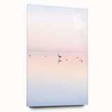 Abstract landscape artwork on acrylic glass, showcasing vibrant colors and fluid shapes. The side view highlights its sleek design, perfect for modern decor.