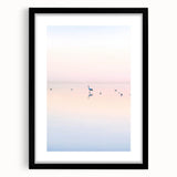 Abstract landscape artwork framed in sleek black, showcasing vibrant colors and intricate details, perfect for contemporary home decor. The mat enhances the visual appeal, making it an eye-catching piece for any living space.