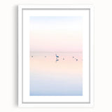 Abstract landscape artwork framed in a white mat, showcasing vibrant colors and dynamic shapes, perfect for modern home decor and artistic interiors.