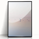 Abstract landscape artwork in a black frame, showcasing vibrant colors and fluid shapes. Ideal for modern home decor, enhancing living spaces with artistic flair.