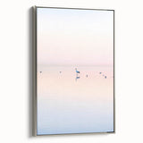 Framed canvas artwork showcasing an abstract landscape in soothing silver tones, offering a modern accent for home decor with a sleek side view presentation.