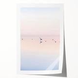 Abstract landscape rolled print showcasing vibrant hues of blue, green, and gold, designed to evoke a serene natural atmosphere, perfect for modern home decor.