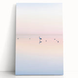 Abstract landscape canvas art showcasing vibrant colors and fluid shapes, ideal for modern home decor. This piece leans against a neutral wall, enhancing artistic ambiance.