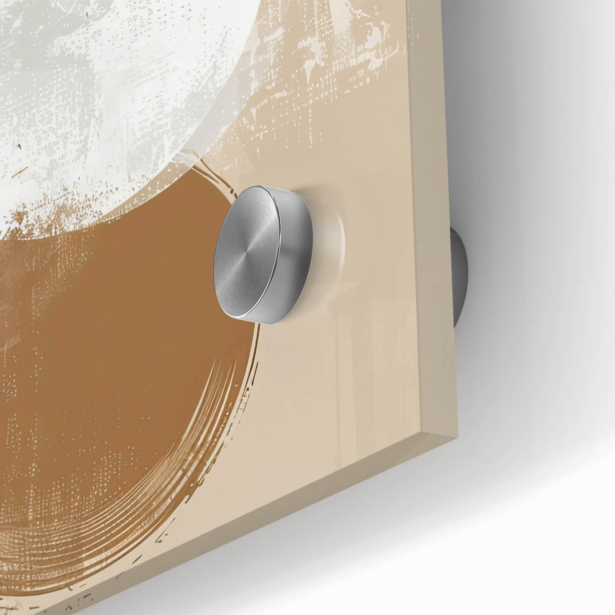 Close-up of an abstract minimalist wall art piece, showcasing vibrant colors and smooth acrylic glass finish, perfect for modern decor enthusiasts.