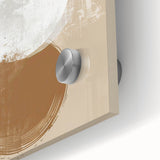 Close-up of an abstract minimalist wall art piece, showcasing vibrant colors and smooth acrylic glass finish, perfect for modern decor enthusiasts.