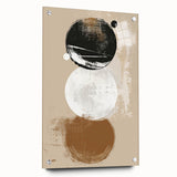 Abstract minimalist wall art design displayed in a side view, showcasing vibrant colors and clean lines against a sleek acrylic glass frame, secured with decorative pins. Ideal for modern home decor enthusiasts seeking unique artistic accents.