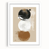 Abstract minimalist wall art in a white frame with matting, showcasing soft pastel colors and geometric shapes, perfect for modern home decor.