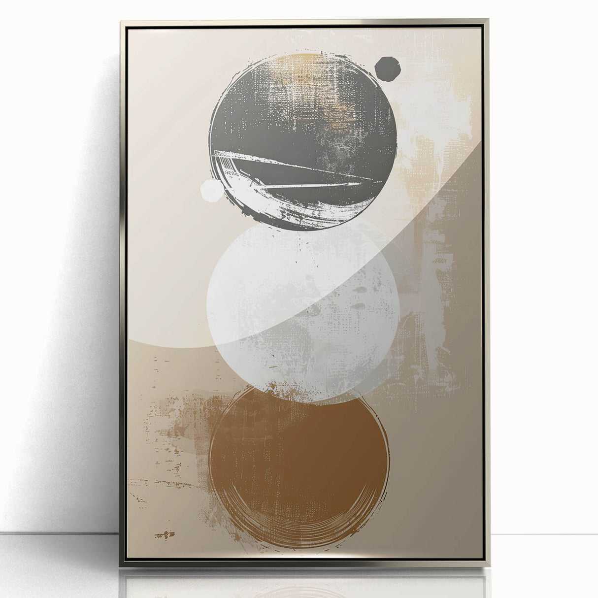 Framed minimalist abstract wall art in silver acrylic, showcasing flowing shapes and subtle textures, perfect for modern home decor and artistic interiors.