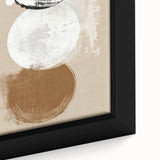 Close-up of a framed abstract minimalist wall art piece showcasing soft pastel colors and geometric shapes, adding a modern touch to home decor.