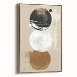 Framed abstract minimalist wall art showcasing a gold and white design, elegantly displayed at a side angle, perfect for modern home decor.
