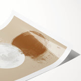 Abstract minimalist wall art print showcasing soft pastel colors and geometric shapes, elegantly rolled and packaged in a protective cardboard tube for easy display.