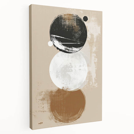 Abstract minimalist wall art canvas in shades of blue and beige, displayed in a side view that highlights its sleek design and stretched edges, perfect for modern decor.