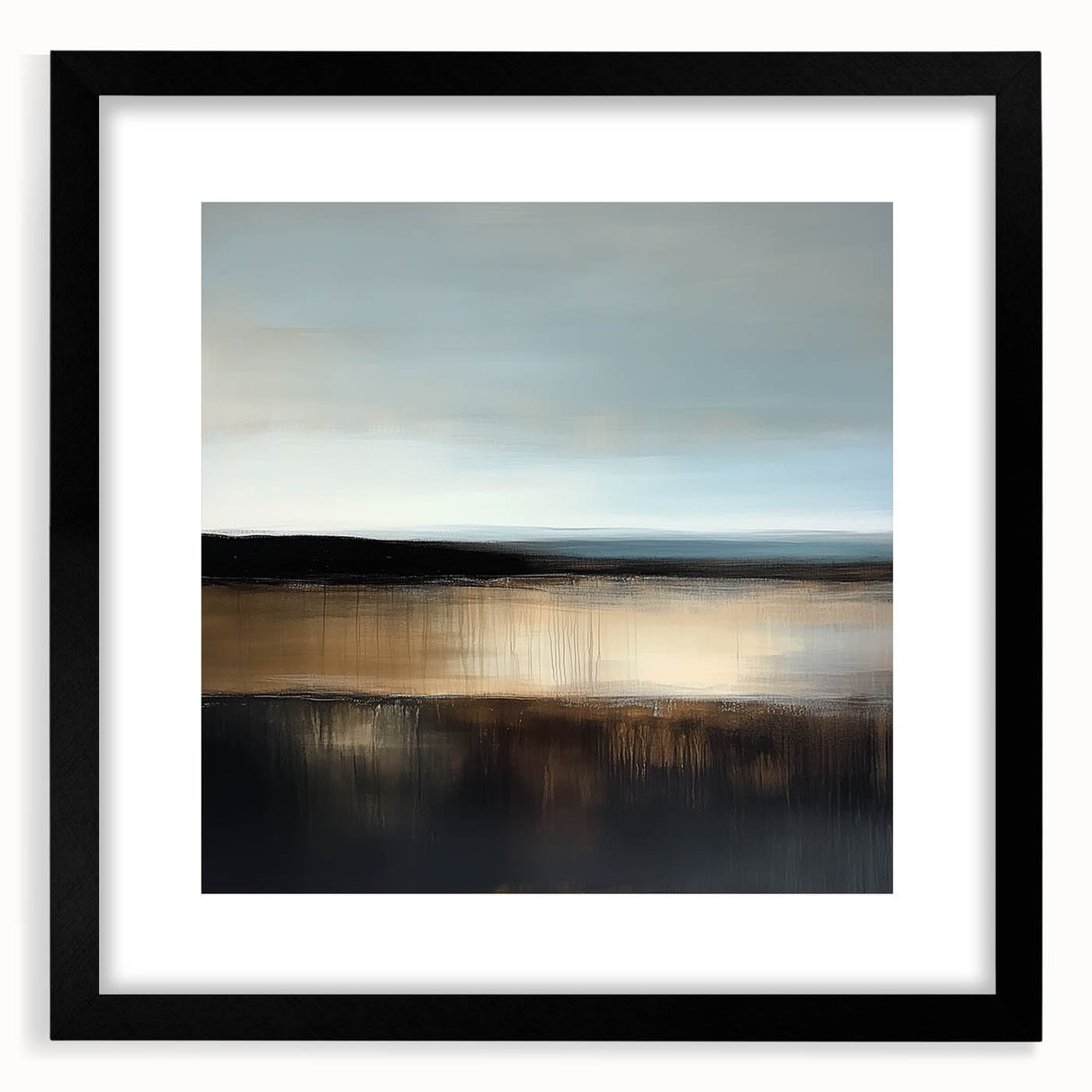 Colorful Abstract Wall Art – Earthy Brown and Blue Horizon Canvas