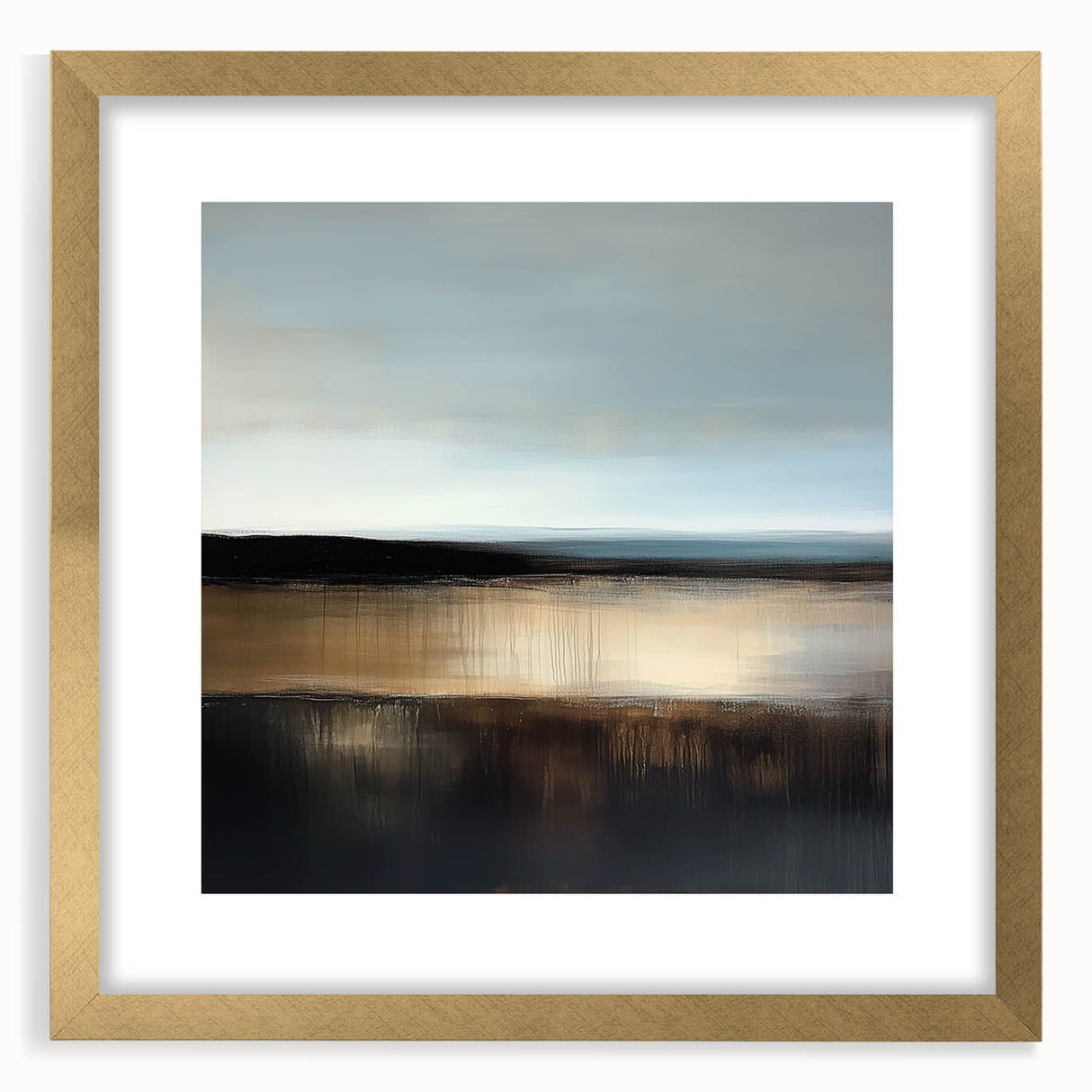 Colorful Abstract Wall Art – Earthy Brown and Blue Horizon Canvas